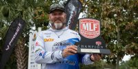 Rob Branagh with the February 2022 MLF Toyota Series Southern Open Trophy at Lake Okeechobee